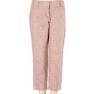 Loft Pink Patterned Crop Pant Size 12P